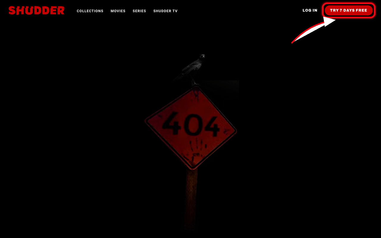 Where to click to start the Shudder free trial
