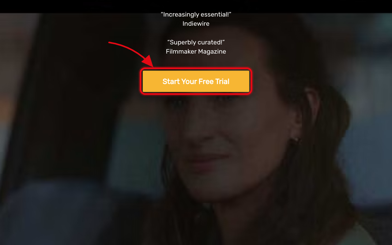 Where to click to start the Ovid TV free trial