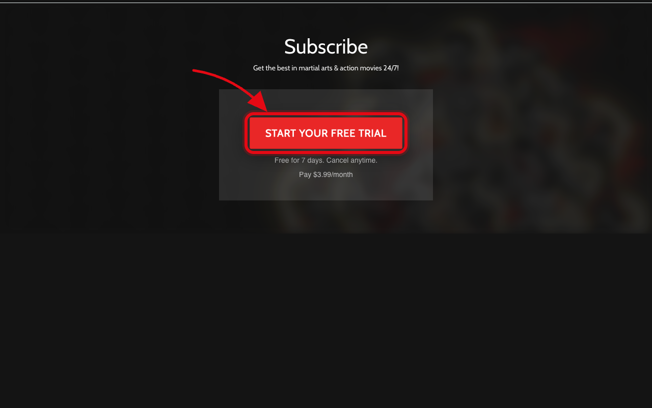 Where to click to start the Hi-Yah free trial