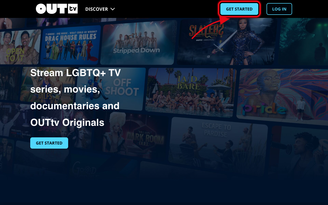 Where to click to start the OutTV free trial