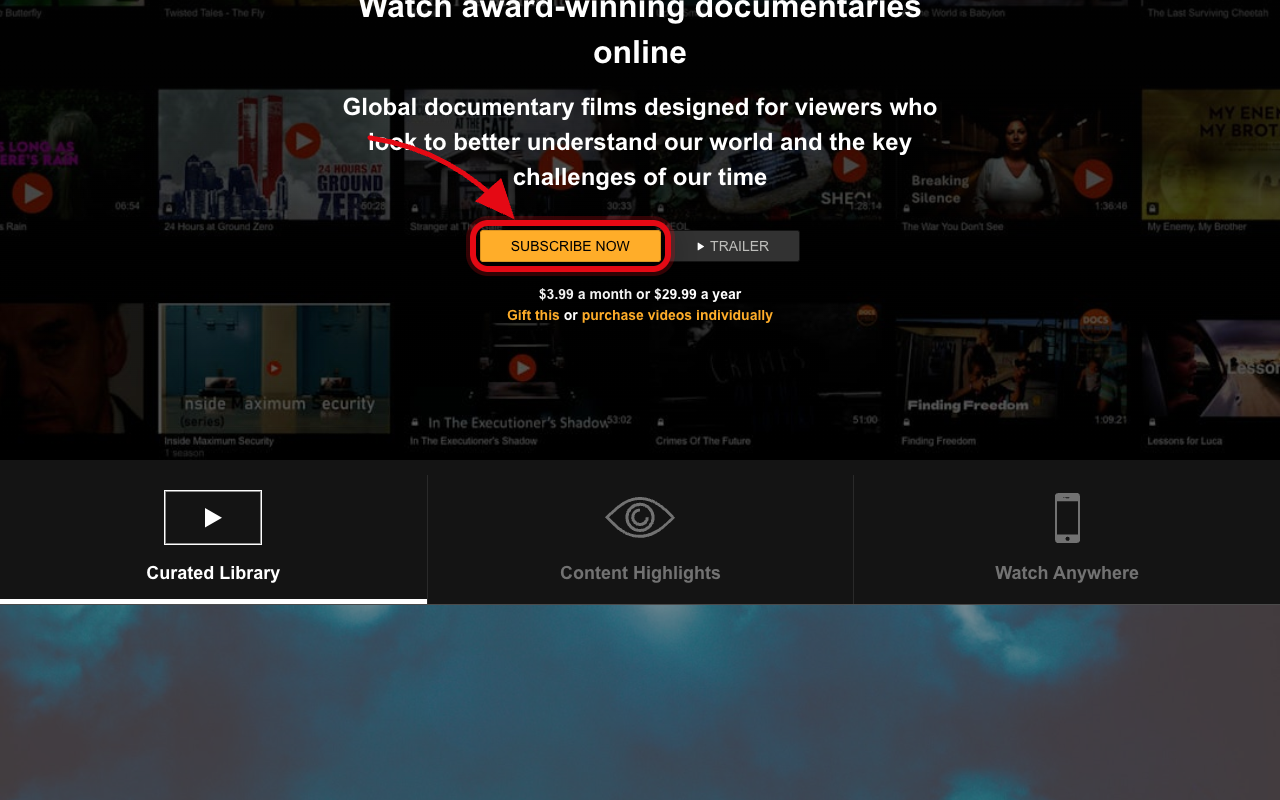 Where to click to start the Docsville free trial