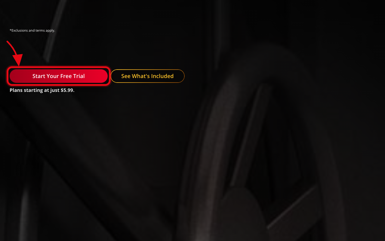 Where to click to start the History Vault free trial