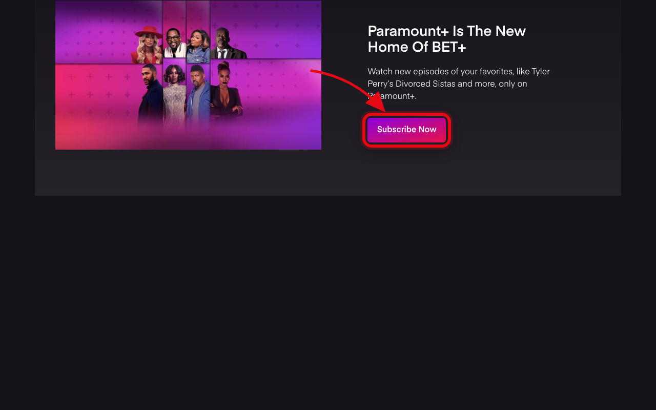 Where to click to start the BET+ free trial