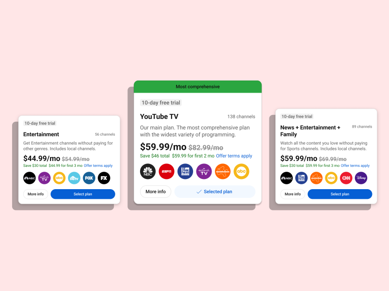 Youtube TV News + Entertainment + Family Plan